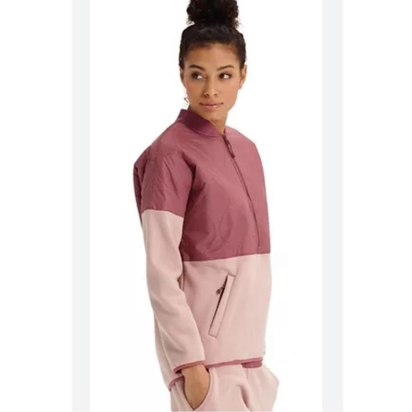 Burton Moonbase Anorak Pullover Womens Sz L Pink Half Zip Fleece Quilted Pockets - Picture 8 of 9